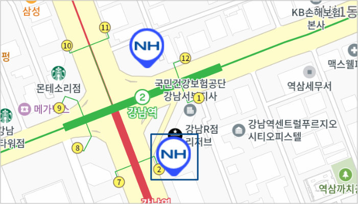 지도에서 농협 atm 검색 결과